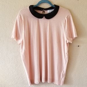 Elle Soft Pink Top with Removable Peter Pan Collar